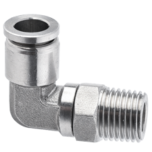 1/2 inch O.D Tubing, R, PT, BSPT 1/4 Male Elbow Swivel Stainless Steel Push in Fitting