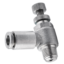 1/2 inch O.D Tubing - R, PT, BSPT 1/2 Flow Control Valve Stainless Steel Push in Fitting