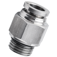 1/2 inch O.D Tubing, BSPP, G 1/8 Thread Male Straight Connector Stainless Steel Push in Fitting