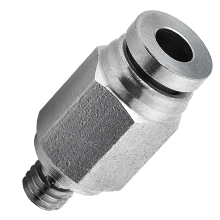 4 mm O.D Tubing, M6X1 Male Connector, Male Straight Stainless Steel Push in Fitting