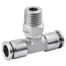 3-8 O.D Tubing, 3/8 NPT Swivel Branch Tee Stainless Steel Push in Fitting