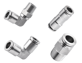 316 Stainless Steel Push in Fittings for Metric Tubing / Inch Tubing, PT, R, BSPT NPT, UNC, UNF Thread