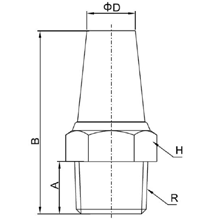 Drawing of 1/8 NPT Sintered Stainless Steel Silencer