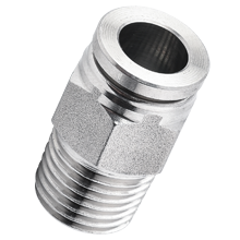 4 mm O.D Tubing, R, BSPT 3/8 Male Straight Connector Stainless Steel Push in Fitting